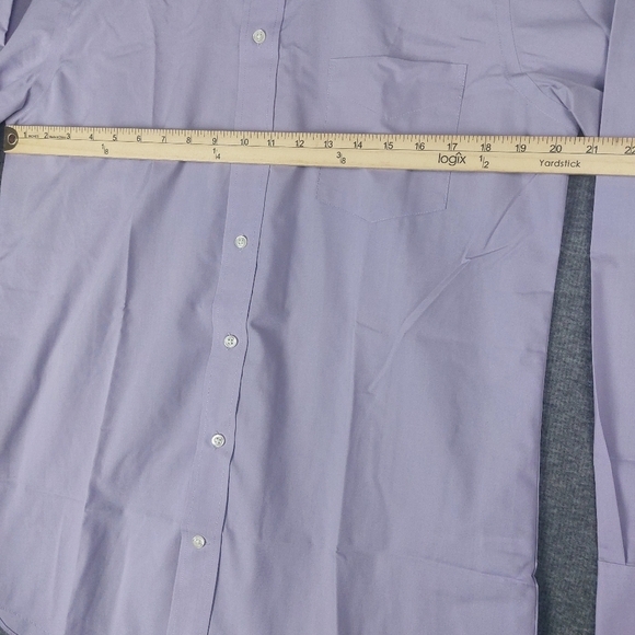 STAFFORD MENS SUPER SHIRT PASTEL PURPLE BROADCLOTH LONG SLEEVE BUTTON DOWN 15.5 - Picture 2 of 8
